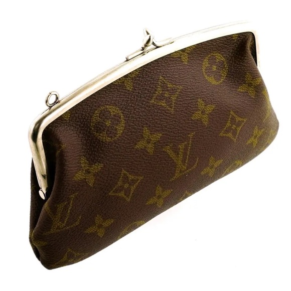 LOUIS VUITTON Vintage Kiss Lock Monogram Pouch Clutch Bag Kisslock RARE - Picture 4 of 15